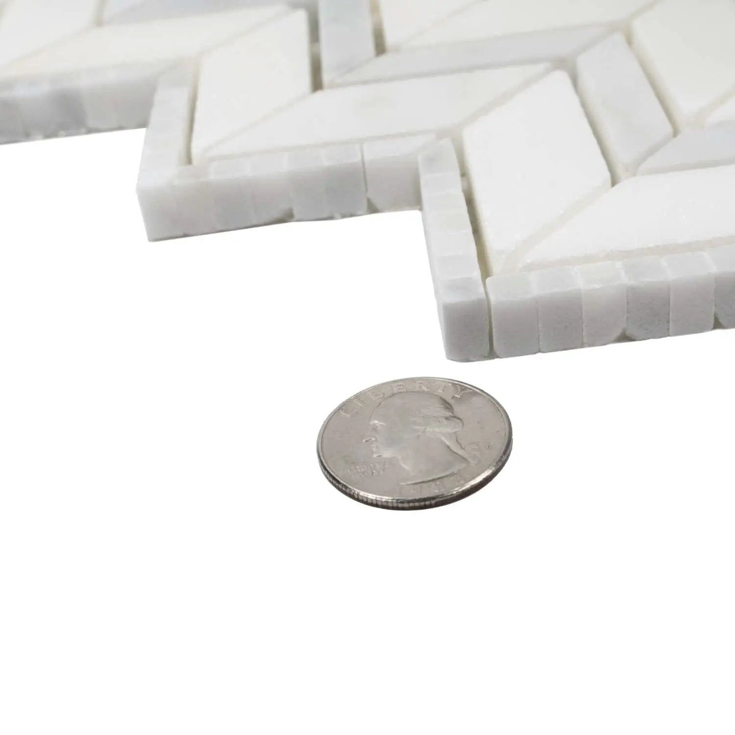 Bianco Carrara Eastern White 10x12 Polished Herringbone Marble Mosaic Tile (5 pack, 4.3 sq ft/case) by Apollo Tile