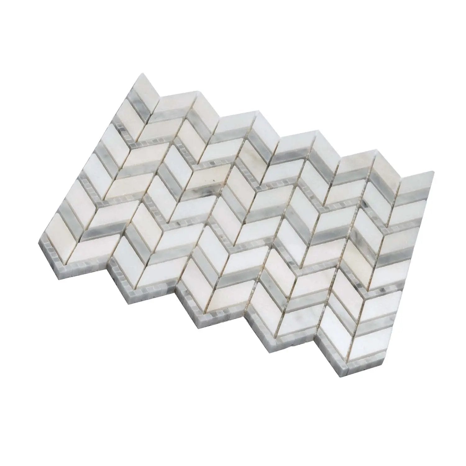 Bianco Carrara Eastern White 10x12 Polished Herringbone Marble Mosaic Tile (5 pack, 4.3 sq ft/case) by Apollo Tile