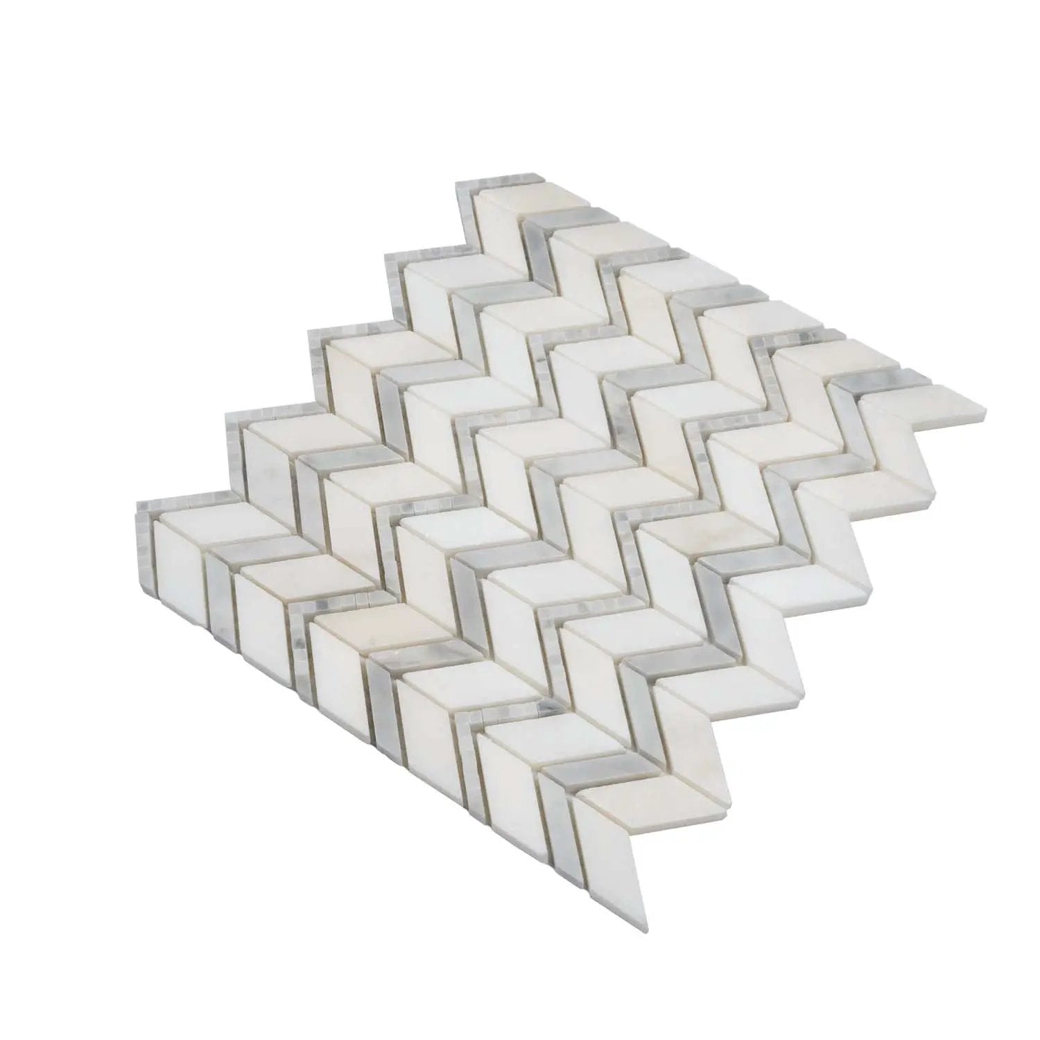 Bianco Carrara Eastern White 10x12 Polished Herringbone Marble Mosaic Tile (5 pack, 4.3 sq ft/case) by Apollo Tile