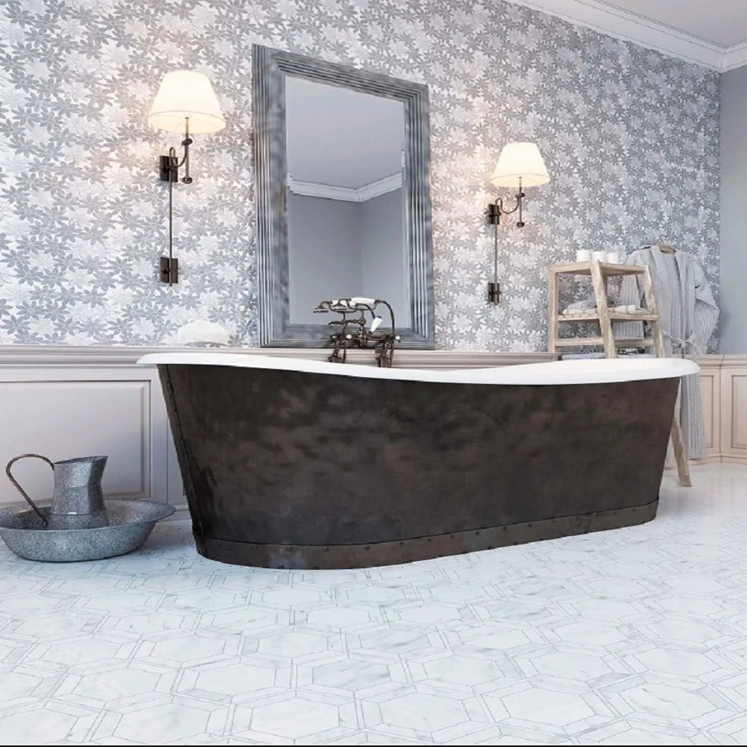 Bianco Carrara, Crystal White 8x8 Polished Hexagon Marble Mosaic Tile (5 pack, 1.83 sq ft/case) by Apollo Tile