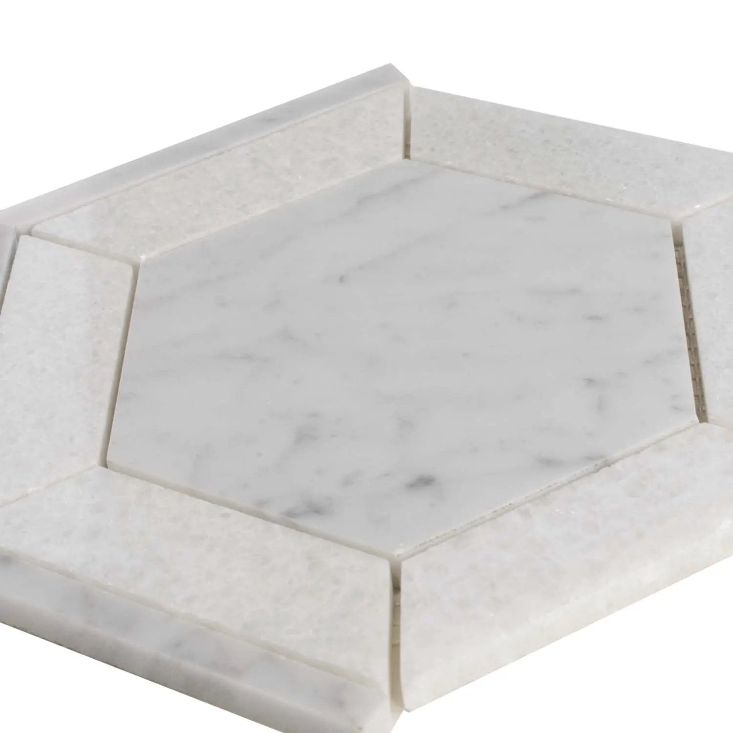 Bianco Carrara, Crystal White 8x8 Polished Hexagon Marble Mosaic Tile (5 pack, 1.83 sq ft/case) by Apollo Tile