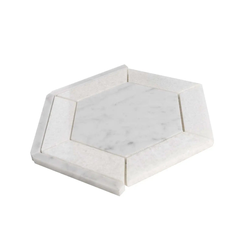 Bianco Carrara, Crystal White 8x8 Polished Hexagon Marble Mosaic Tile (5 pack, 1.83 sq ft/case) by Apollo Tile