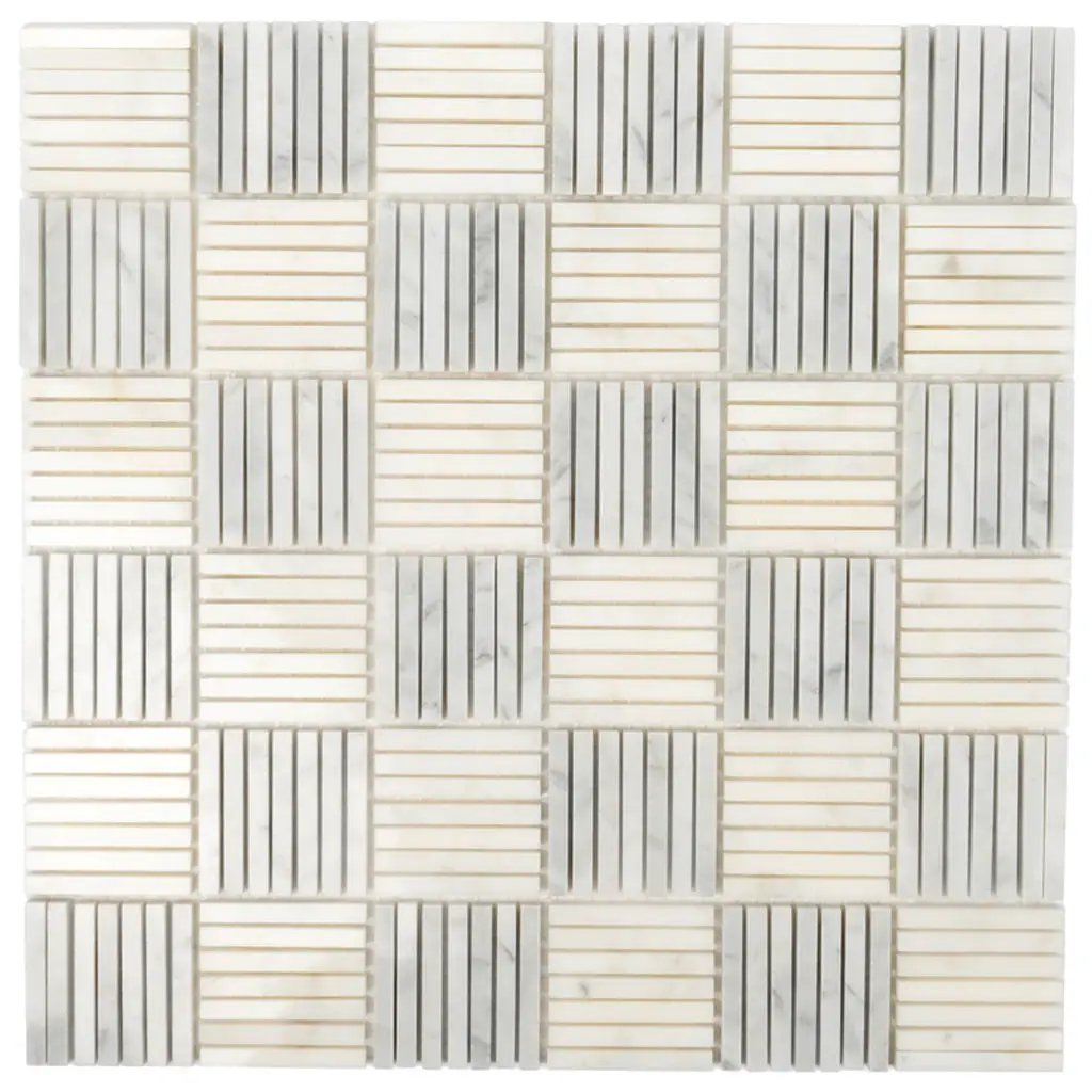 White Gray 12x12 Polished Brick Bianco Carrara Marble Mosaic Tile (5 pack, 5 sq ft/case) by Apollo Tile