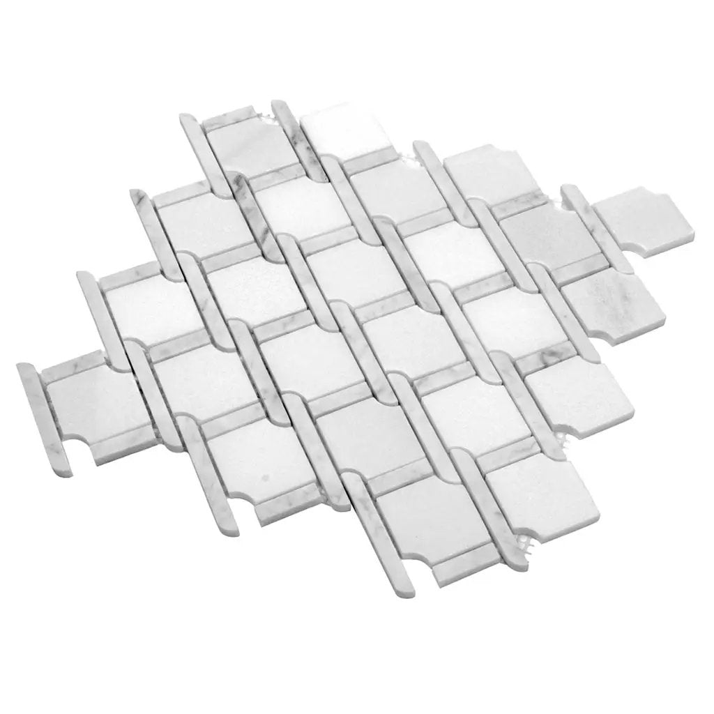 White 11x12 Polished Diamond Marble Mosaic Tile (5 pack, 4.66 sq ft/case) by Apollo Tile