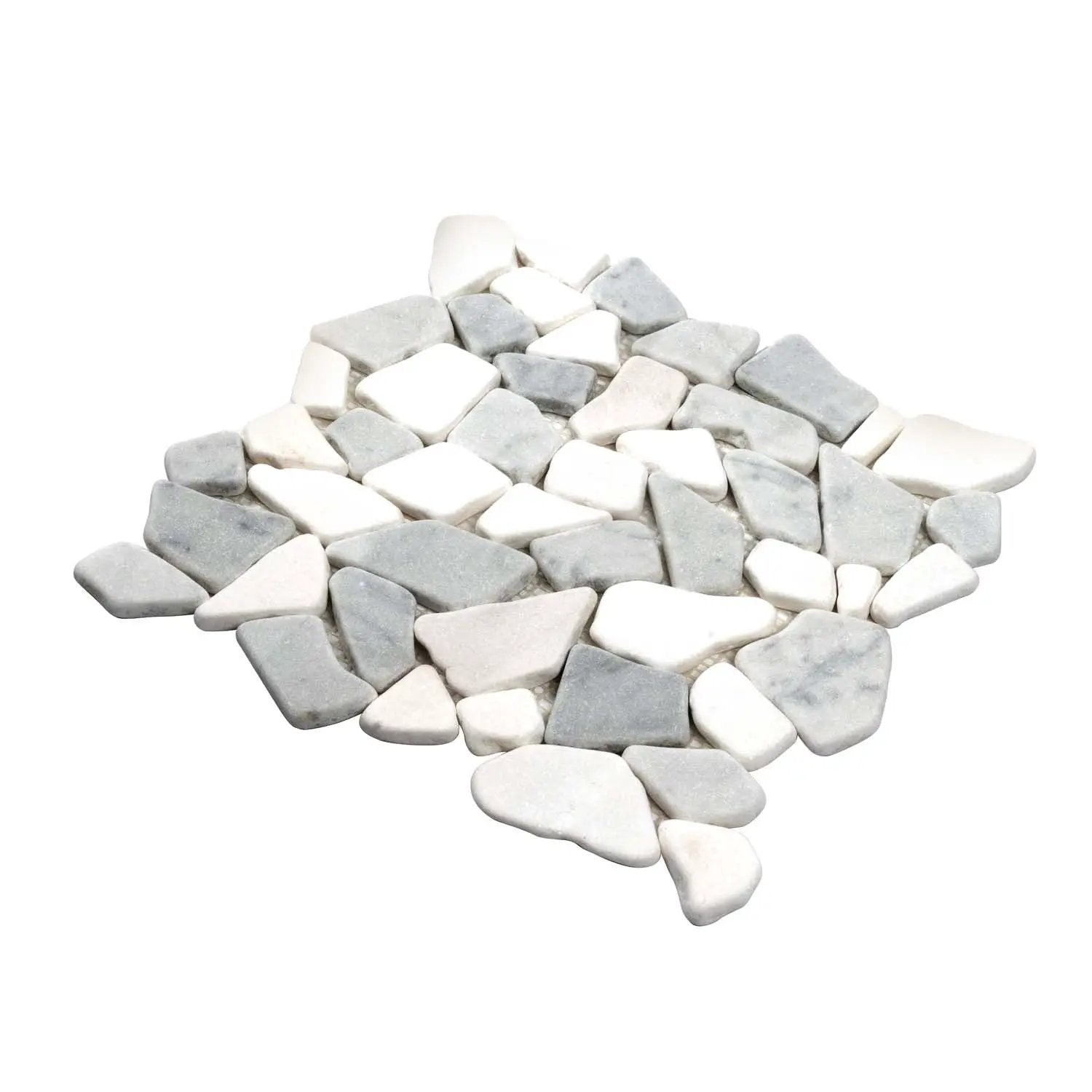 White Gray 11x11 Polished Marble Pebble Mosaic Tile (5 pack, 4.2 sq ft/case) by Apollo Tile