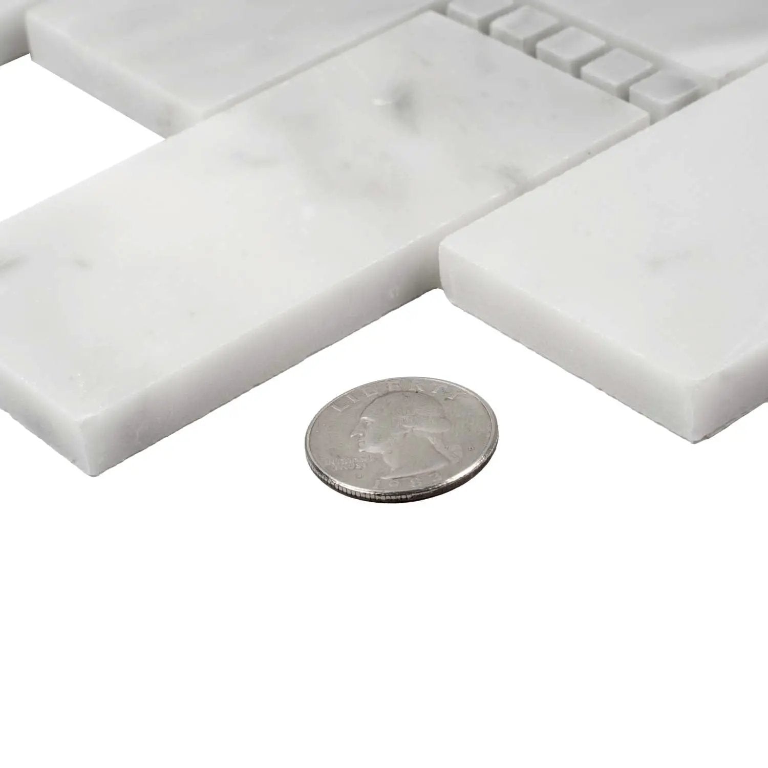 White 12x13 Polished Marble Mosaic Tile (5 pack, 5.28125 sq ft/case) by Apollo Tile