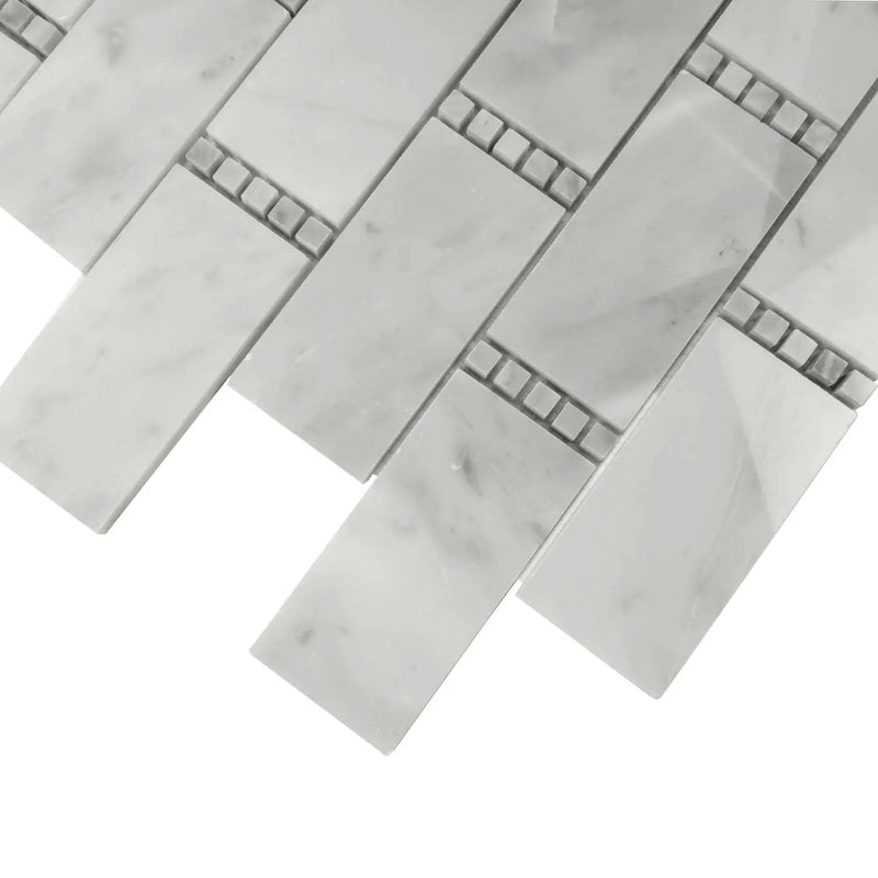 White 12x13 Polished Marble Mosaic Tile (5 pack, 5.28125 sq ft/case) by Apollo Tile