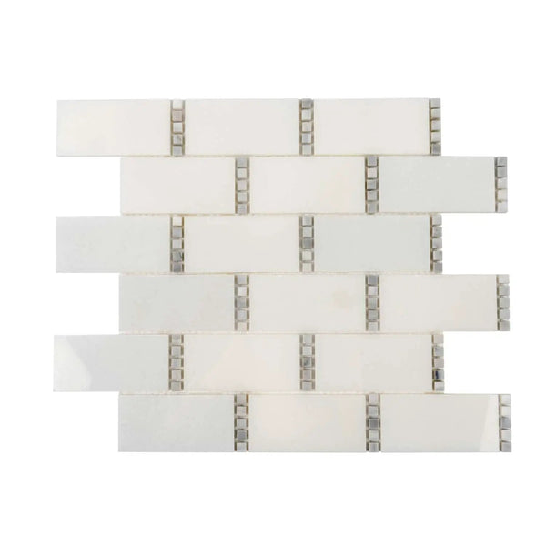 Eastern White, Bianco Carrara 12x13 Polished Brick Marble Mosaic Tile (5 pack, 5.28125 sq ft/case), photo 2 of 6