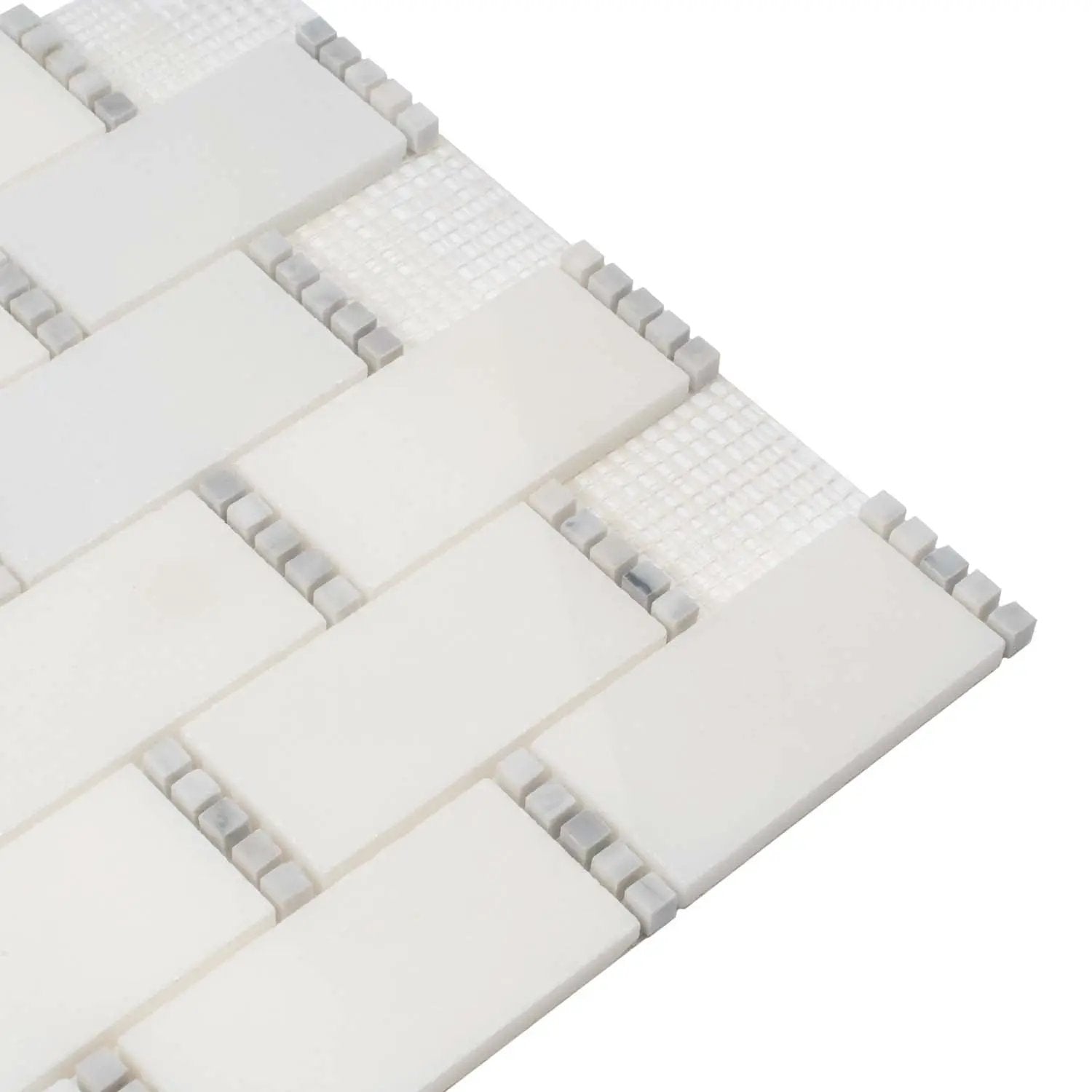 Eastern White, Bianco Carrara 12x13 Polished Brick Marble Mosaic Tile (5 pack, 5.28125 sq ft/case) by Apollo Tile