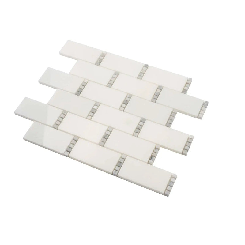 Eastern White, Bianco Carrara 12x13 Polished Brick Marble Mosaic Tile (5 pack, 5.28125 sq ft/case) by Apollo Tile