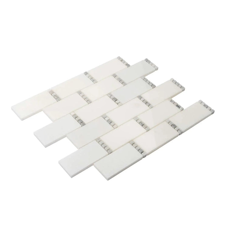 Eastern White, Bianco Carrara 12x13 Polished Brick Marble Mosaic Tile (5 pack, 5.28125 sq ft/case) by Apollo Tile