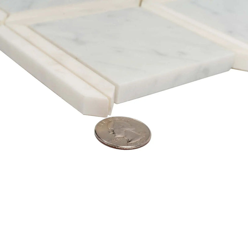 Bianco Carrara, Eastern White 12x12 Polished Brick Marble Mosaic Tile (5 pack, 5 sq ft/case) by Apollo Tile