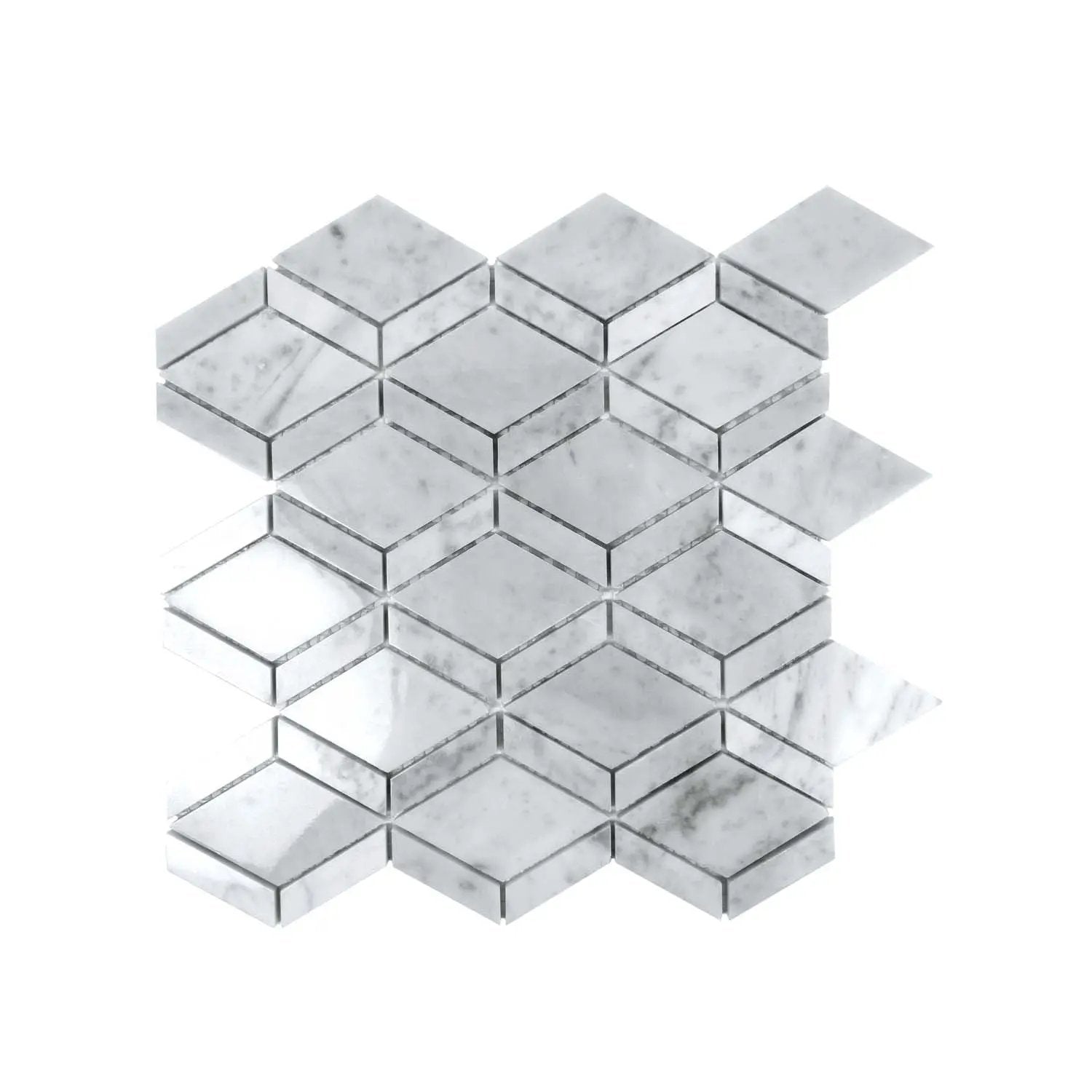 Pearl White 12x12 Polished Diamond Bianco Carrara Marble Mosaic Tile (5 pack, 4.59 sq ft/case) by Apollo Tile