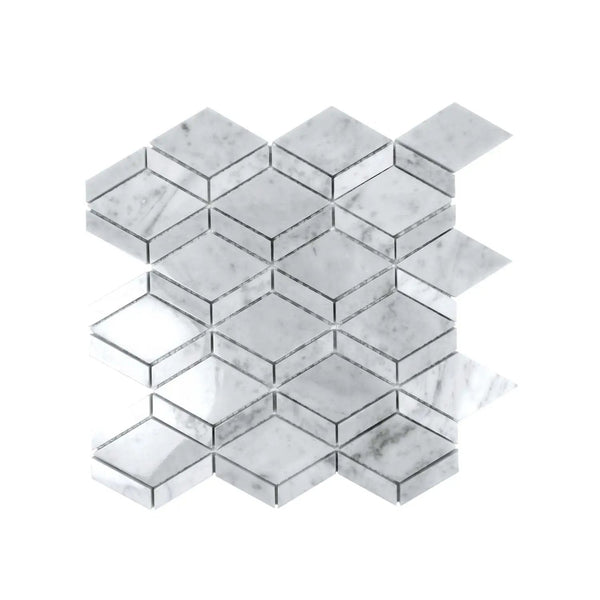 Pearl White 12x12 Polished Diamond Bianco Carrara Marble Mosaic Tile (5 pack, 4.59 sq ft/case), photo 2 of 6