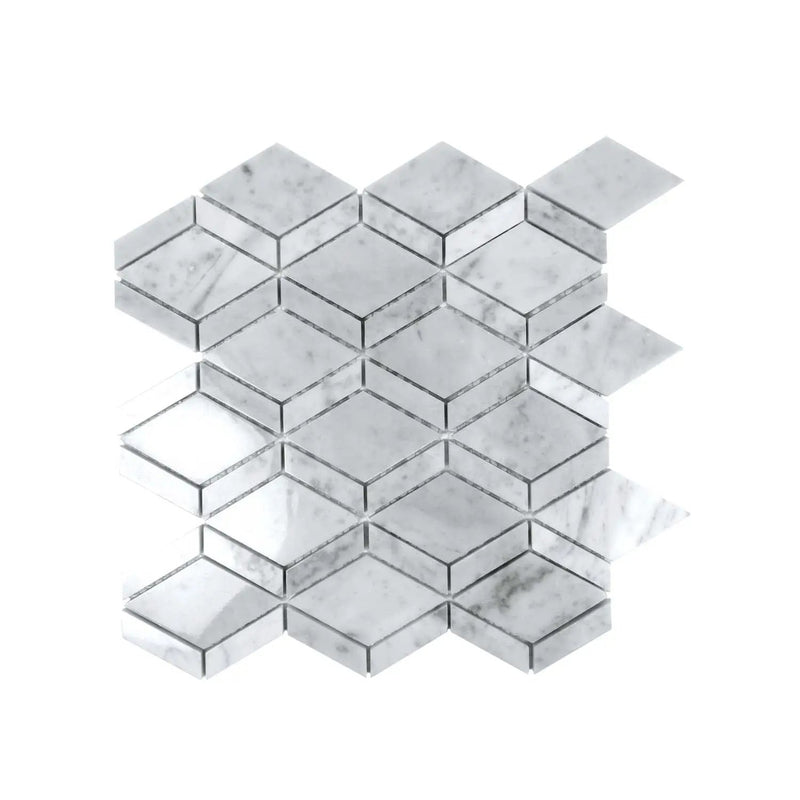 Pearl White 12x12 Polished Diamond Bianco Carrara Marble Mosaic Tile (5 pack, 4.59 sq ft/case) by Apollo Tile