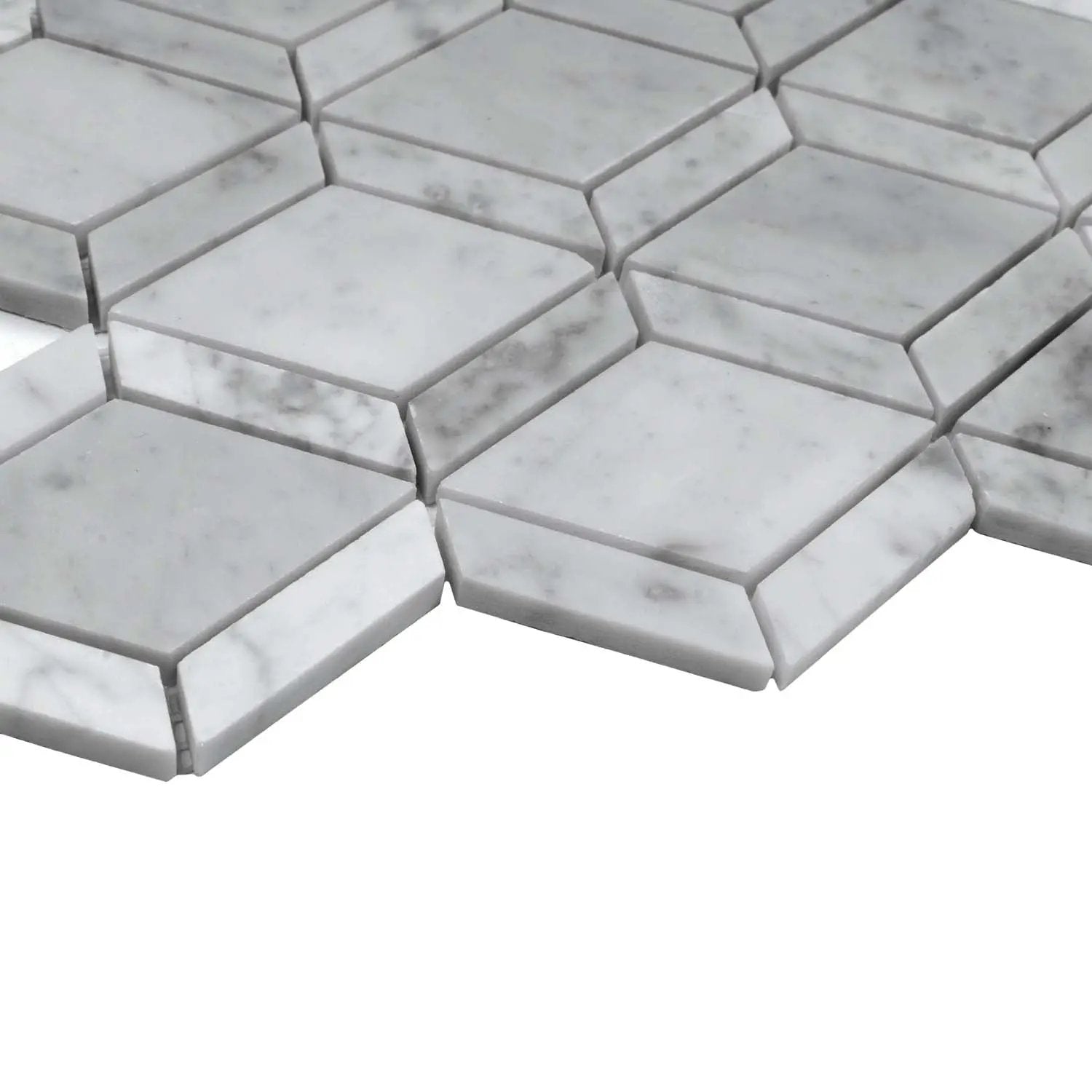 Pearl White 12x12 Polished Diamond Bianco Carrara Marble Mosaic Tile (5 pack, 4.59 sq ft/case) by Apollo Tile
