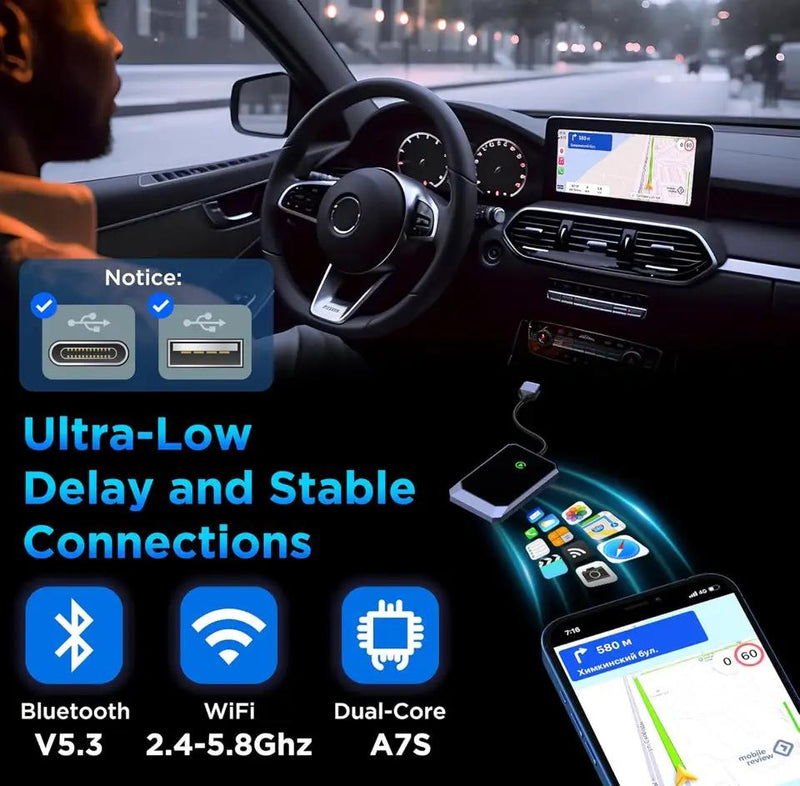 Brand New TERUNSOUI Wireless Carplay Adapter, Converts Wired to Wireless carplay Adapter for iPhone, Wireless Control Plug & Play Carplay for Cars from 2017 & for Apple iPhone iOS 10+ by Selzalot