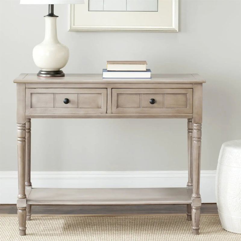 Console Accent Table Traditional Style Sofa Table in Distressed Cream by HomePacific