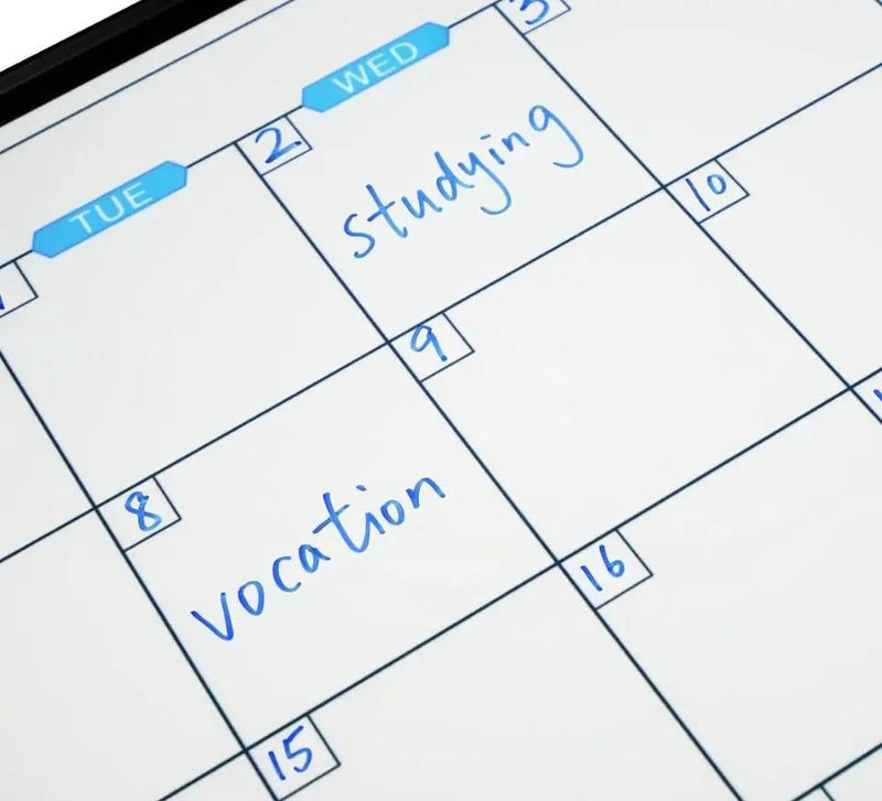 JILoffice Magnetic Calendar Whiteboard & Bulletin Corkboard Combination, Combo Board 48 × 36 Inch, Black Aluminum Frame Wall Mounted Board for Office Home and School with 10 Push Pins by Selzalot