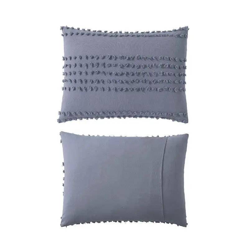 King size 5-Piece 100-Percent Cotton Clip Dot Boho Comforter Set in Denim Blue by HomePacific