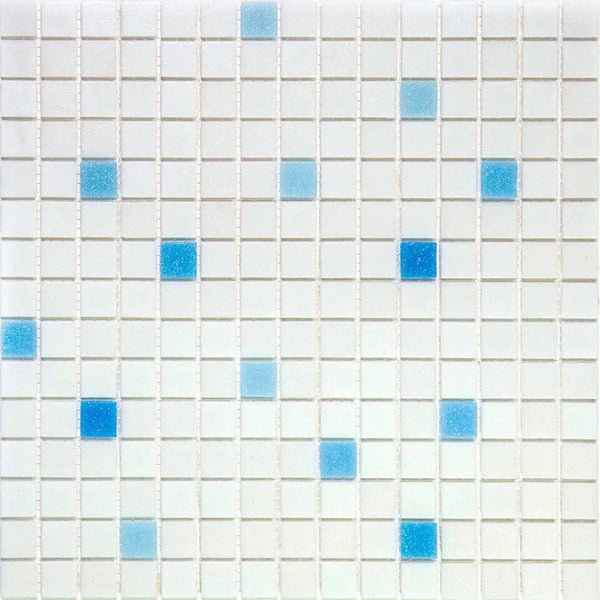 White Blue 12x12 Glossy Glass Uniform Square Mosaic Tile (20 pack, 20 sq ft/case)