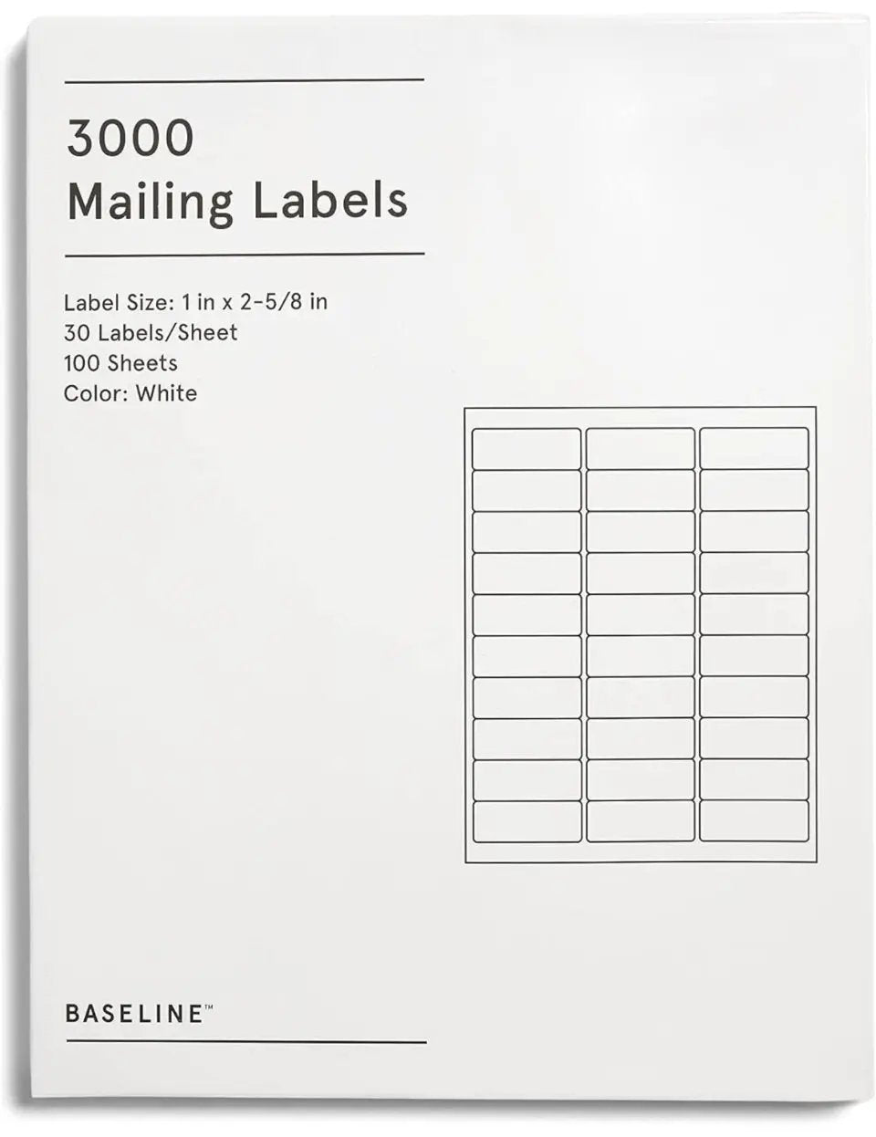 Staples BL58260 Baseline Mailing Labels, White, 3000/Pack by Selzalot