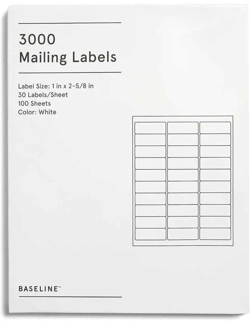 Staples BL58260 Baseline Mailing Labels, White, 3000/Pack by Selzalot