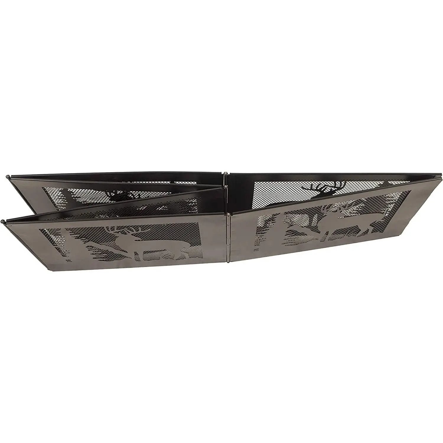 Deer Print Hexagon Portable Folding Steel Mesh Fire Pit w/ Carry Case by HomePacific