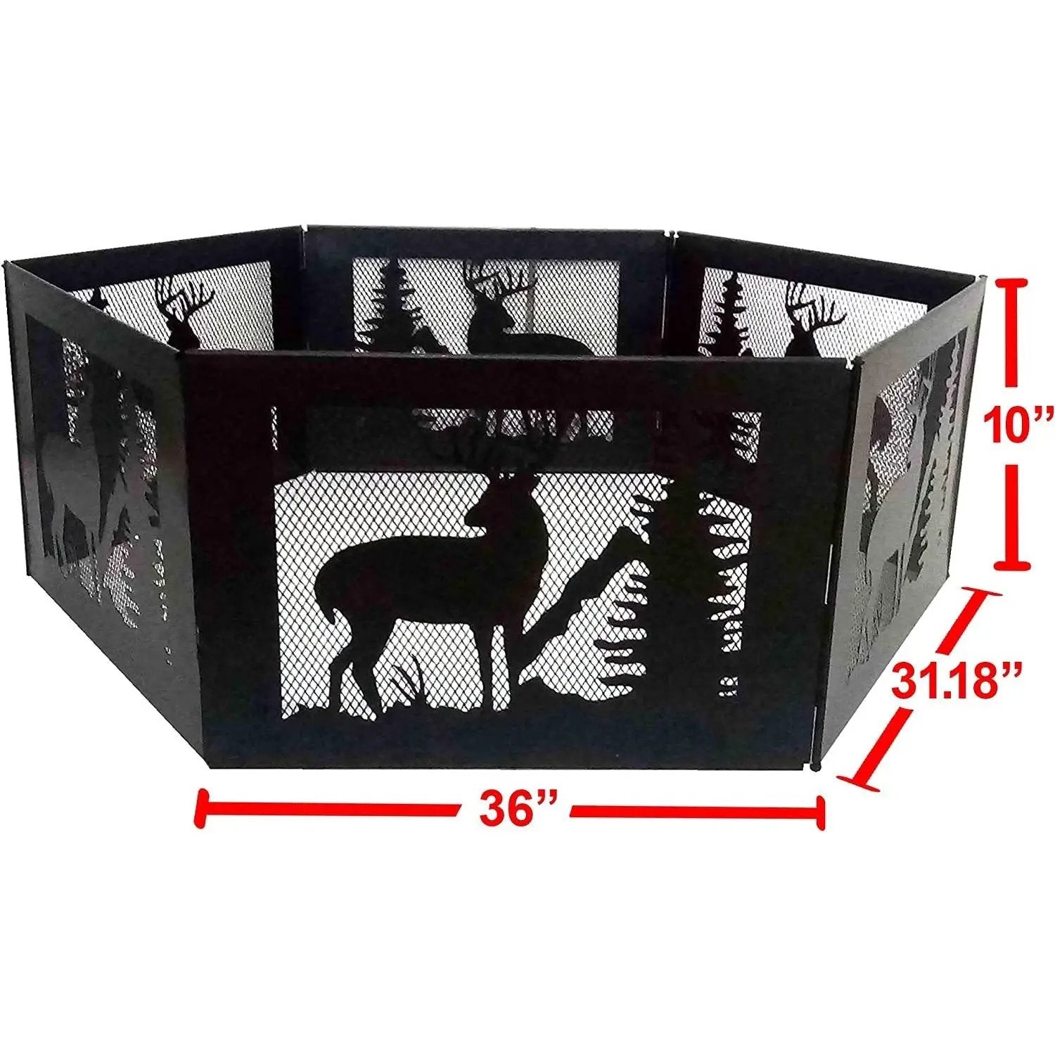 Deer Print Hexagon Portable Folding Steel Mesh Fire Pit w/ Carry Case by HomePacific