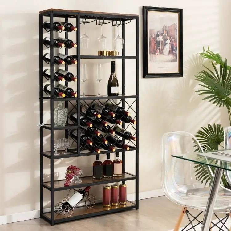 Heavy Duty Industrial Metal Wood 6 Tier Wine Rack Kitchen Storage Shelving Unit by HomePacific