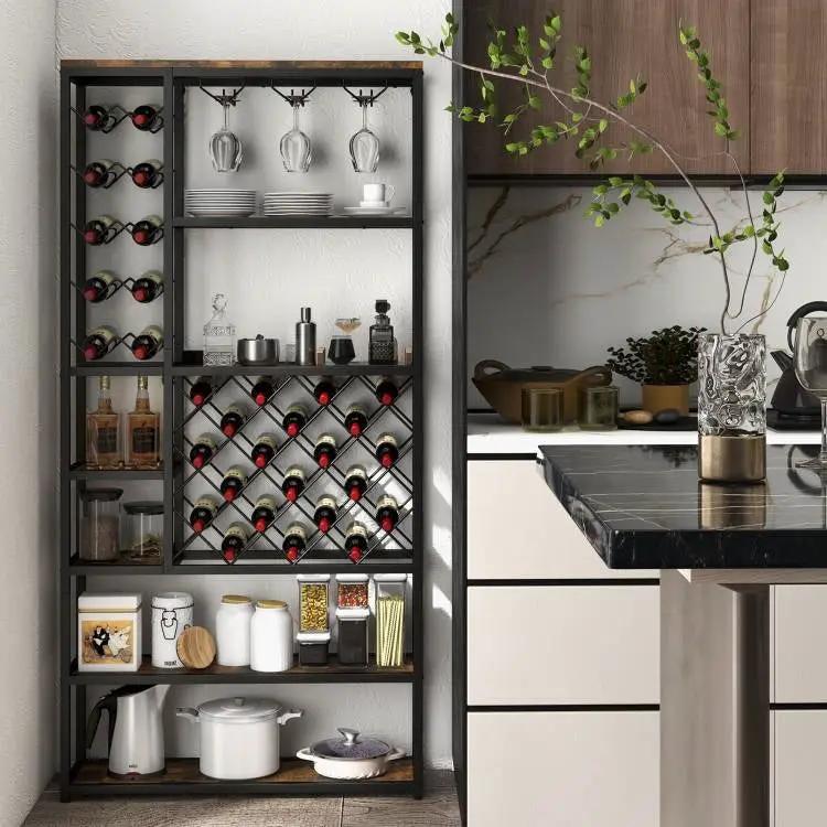 Heavy Duty Industrial Metal Wood 6 Tier Wine Rack Kitchen Storage Shelving Unit by HomePacific