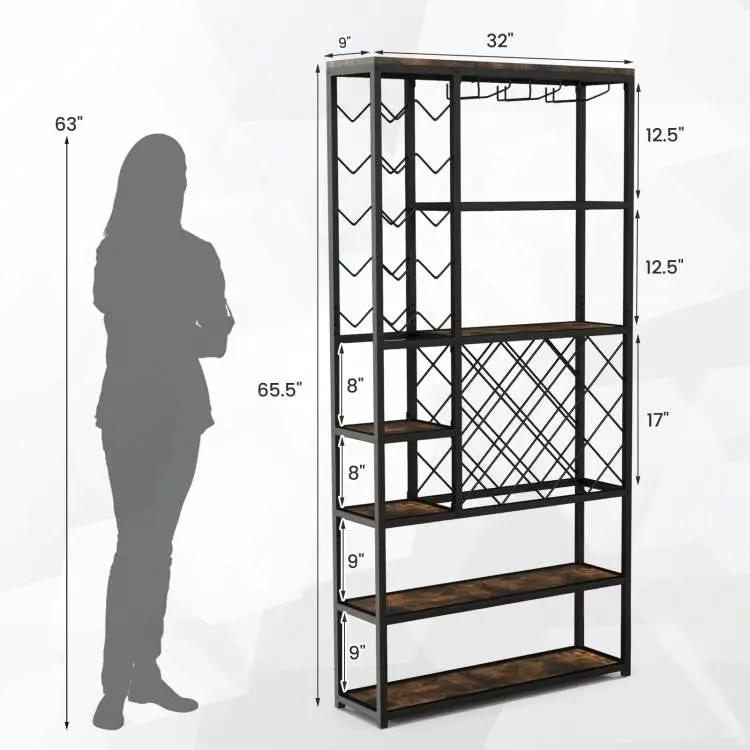 Heavy Duty Industrial Metal Wood 6 Tier Wine Rack Kitchen Storage Shelving Unit by HomePacific