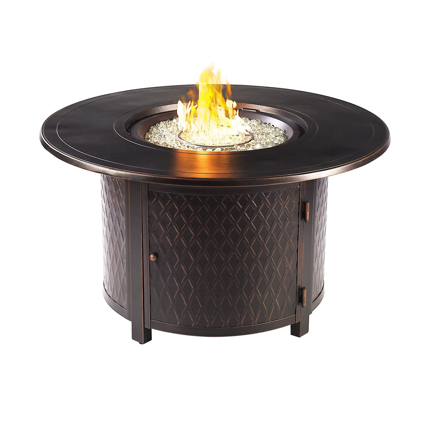 Aluminum 44-in Round Propane Fire Table with Beads, Covers and Lid by Sharicks