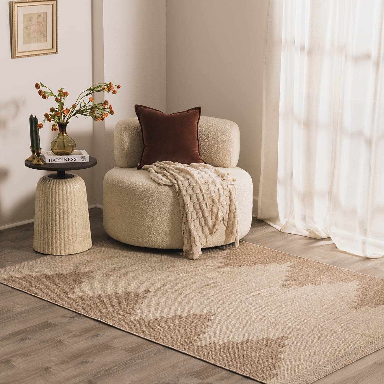 Djugun Beige Indoor & Outdoor Rug by Boutique Rugs