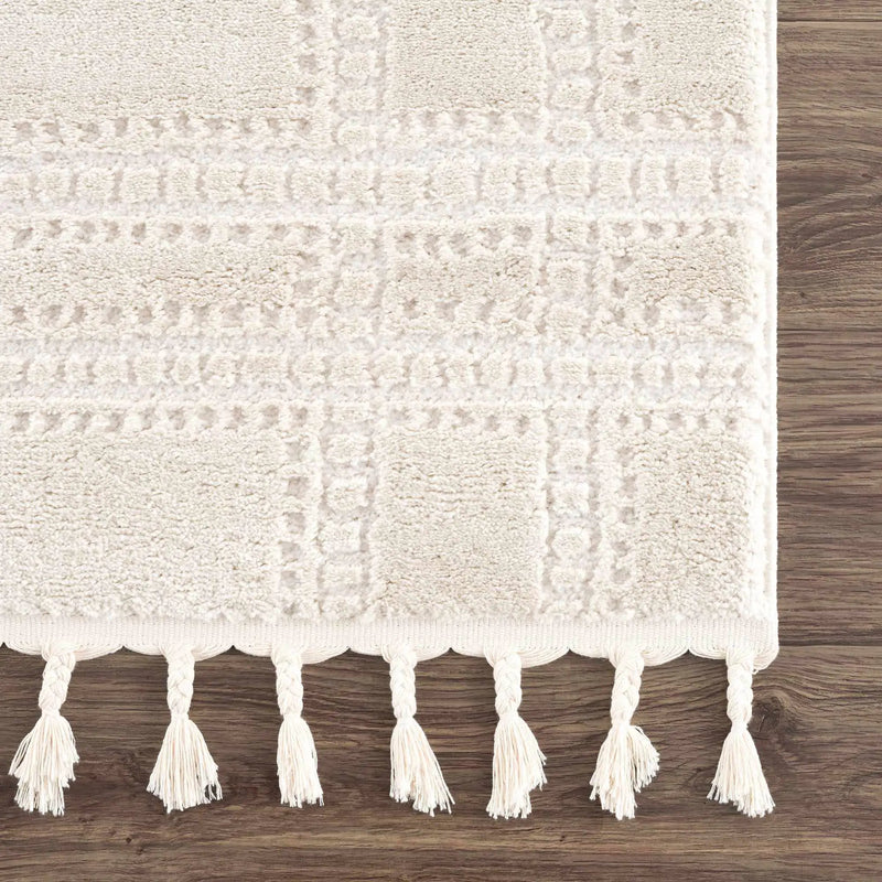 Ryuu Ivory Carved Area Rug by Boutique Rugs