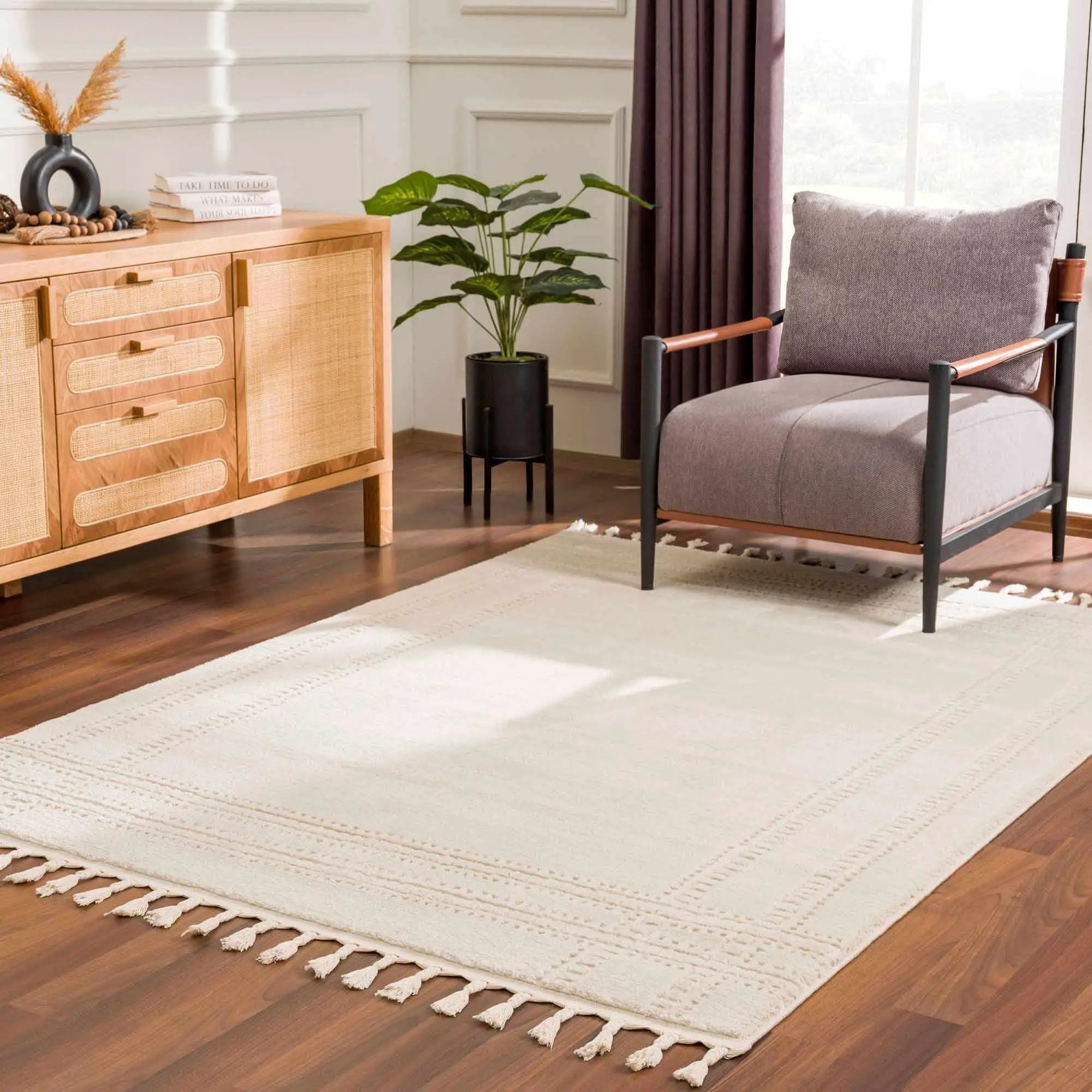 Ryuu Ivory Carved Area Rug by Boutique Rugs