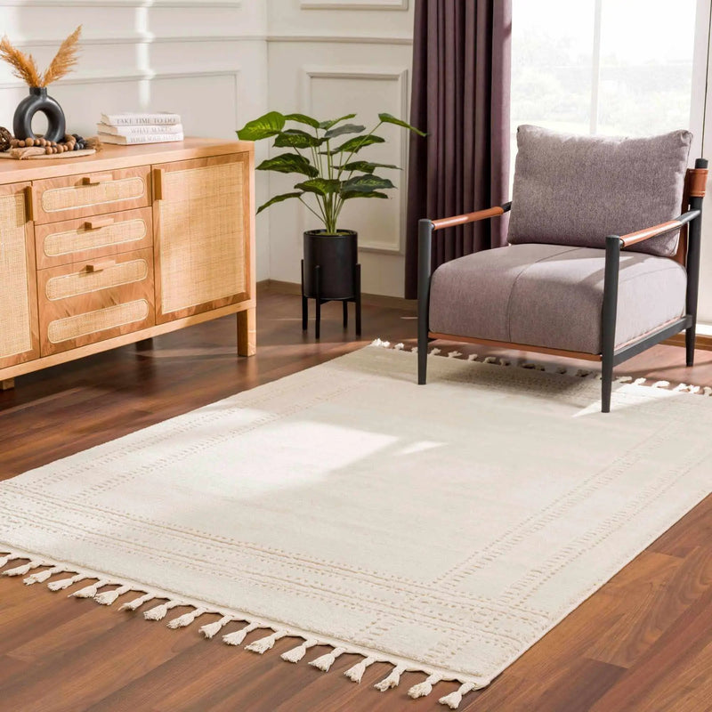 Ryuu Ivory Carved Area Rug by Boutique Rugs