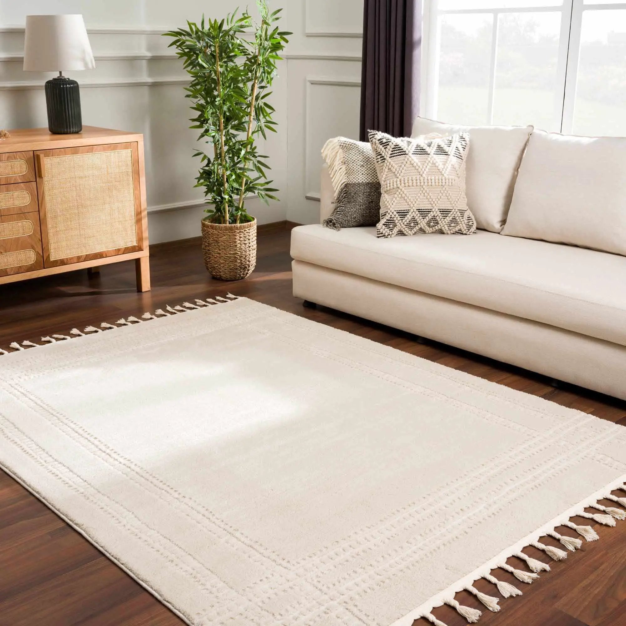 Ryuu Ivory Carved Area Rug by Boutique Rugs