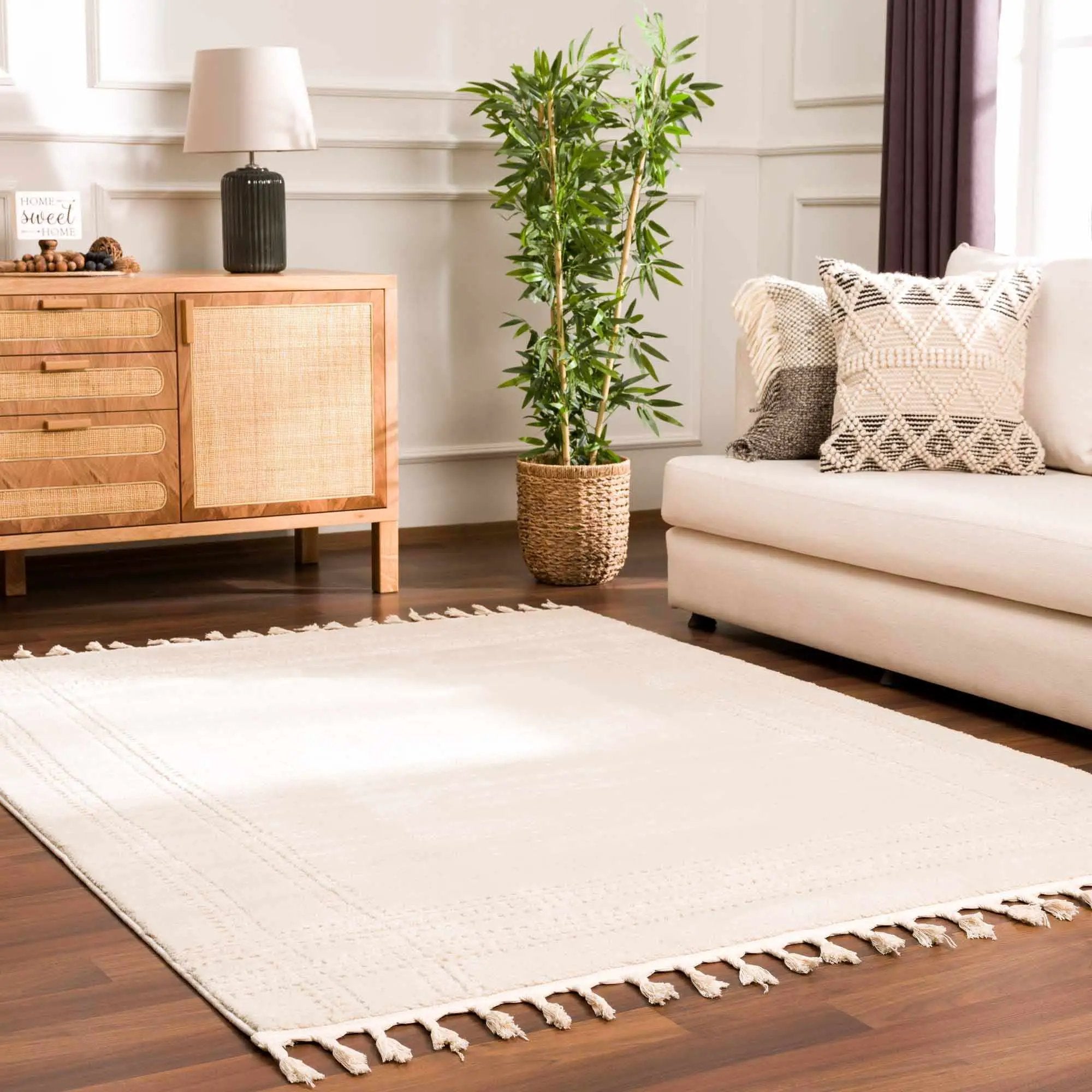 Ryuu Ivory Carved Area Rug by Boutique Rugs
