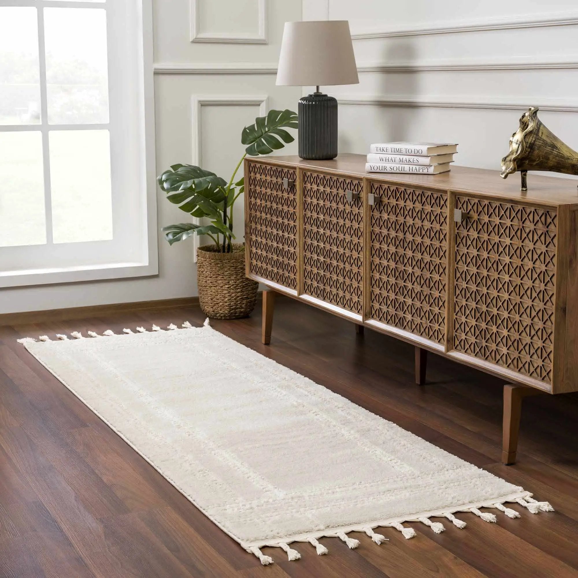 Ryuu Ivory Carved Area Rug by Boutique Rugs