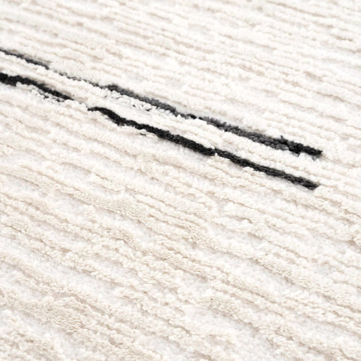 Riad Black Striped White Rug with Tassels by Boutique Rugs
