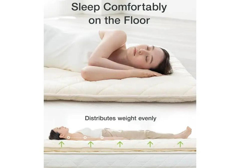 FULI Japanese Futon Mattress, Japanese Floor Mattress, Floor Bed, Tatami Foldable Bed, Roll Up Sleeping Pad, Shikibuton, Made in Japan (White, Twin) by Selzalot