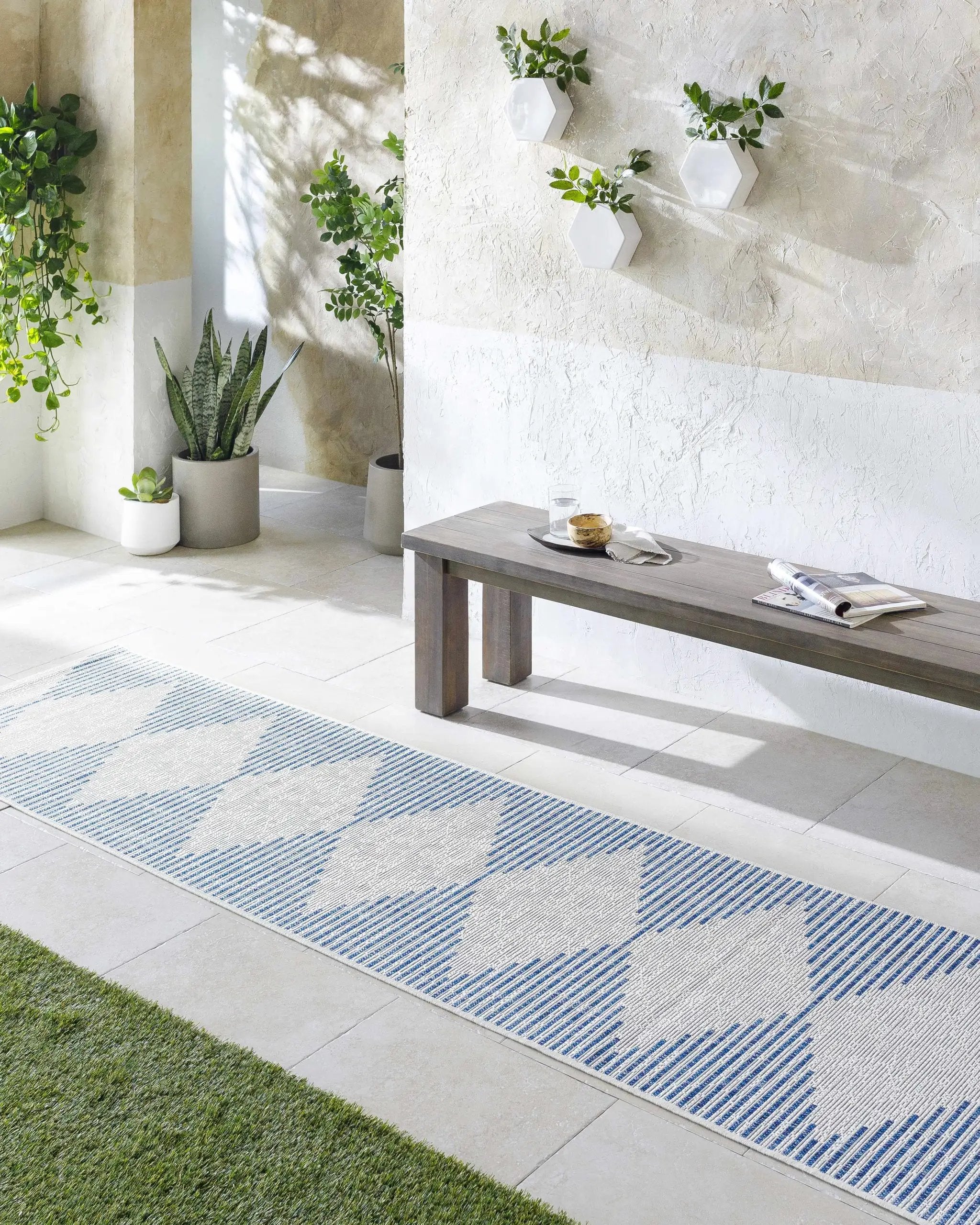 Stephan Blue & Cream Outdoor Rug by Boutique Rugs