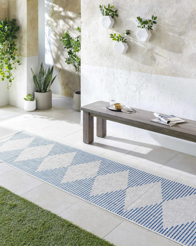 Stephan Blue & Cream Outdoor Rug by Boutique Rugs