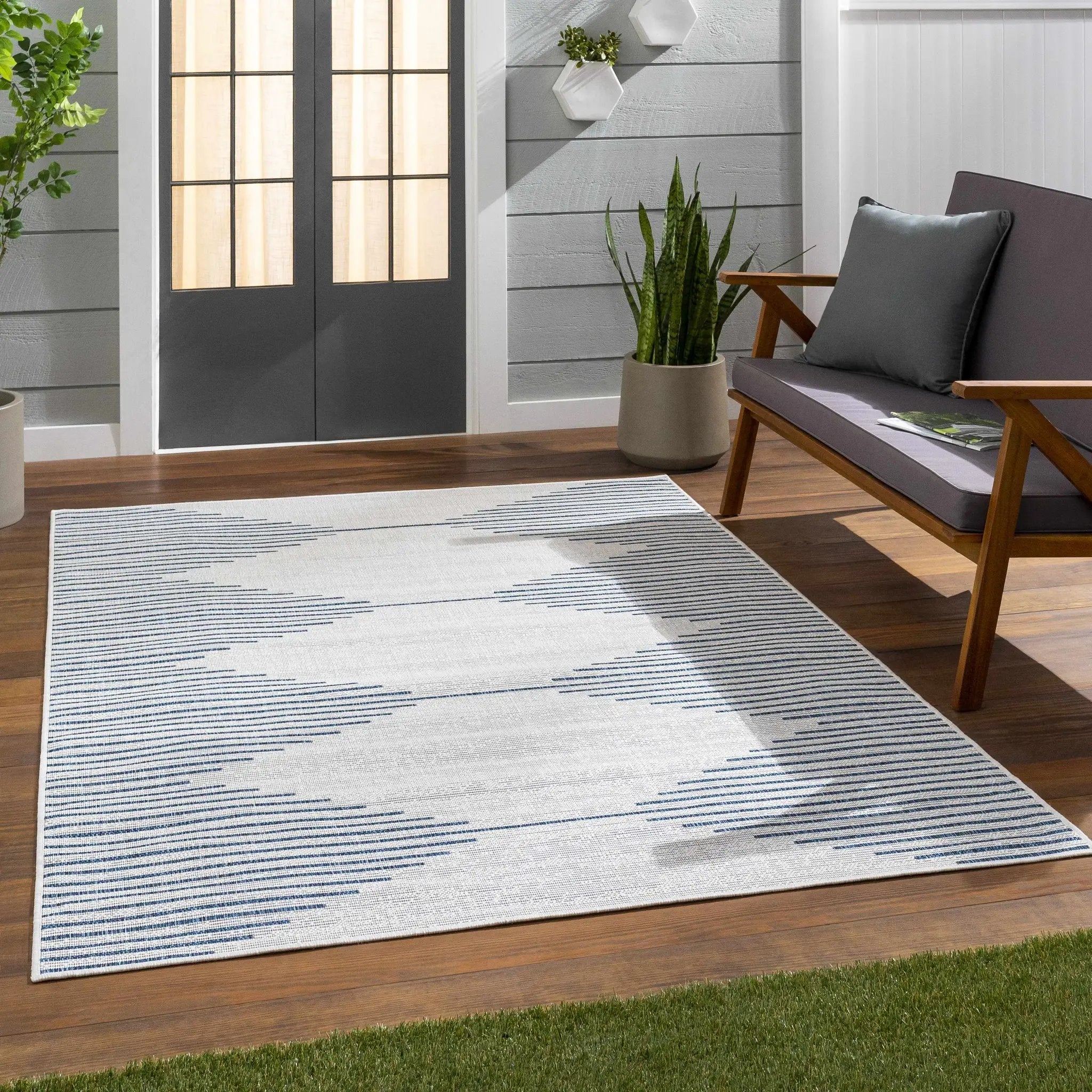 Stephan Blue & Cream Outdoor Rug by Boutique Rugs