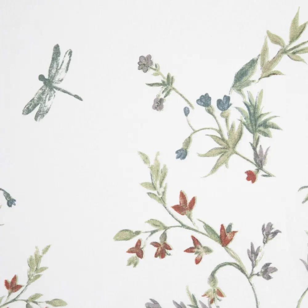 Floral Dragonfly Polyester Machine Washable Shower Curtain by HomePacific