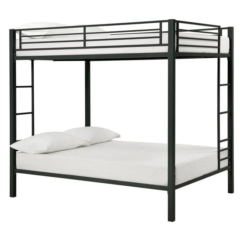 Full over Full size Sturdy Black Metal Bunk Bed by HomePacific
