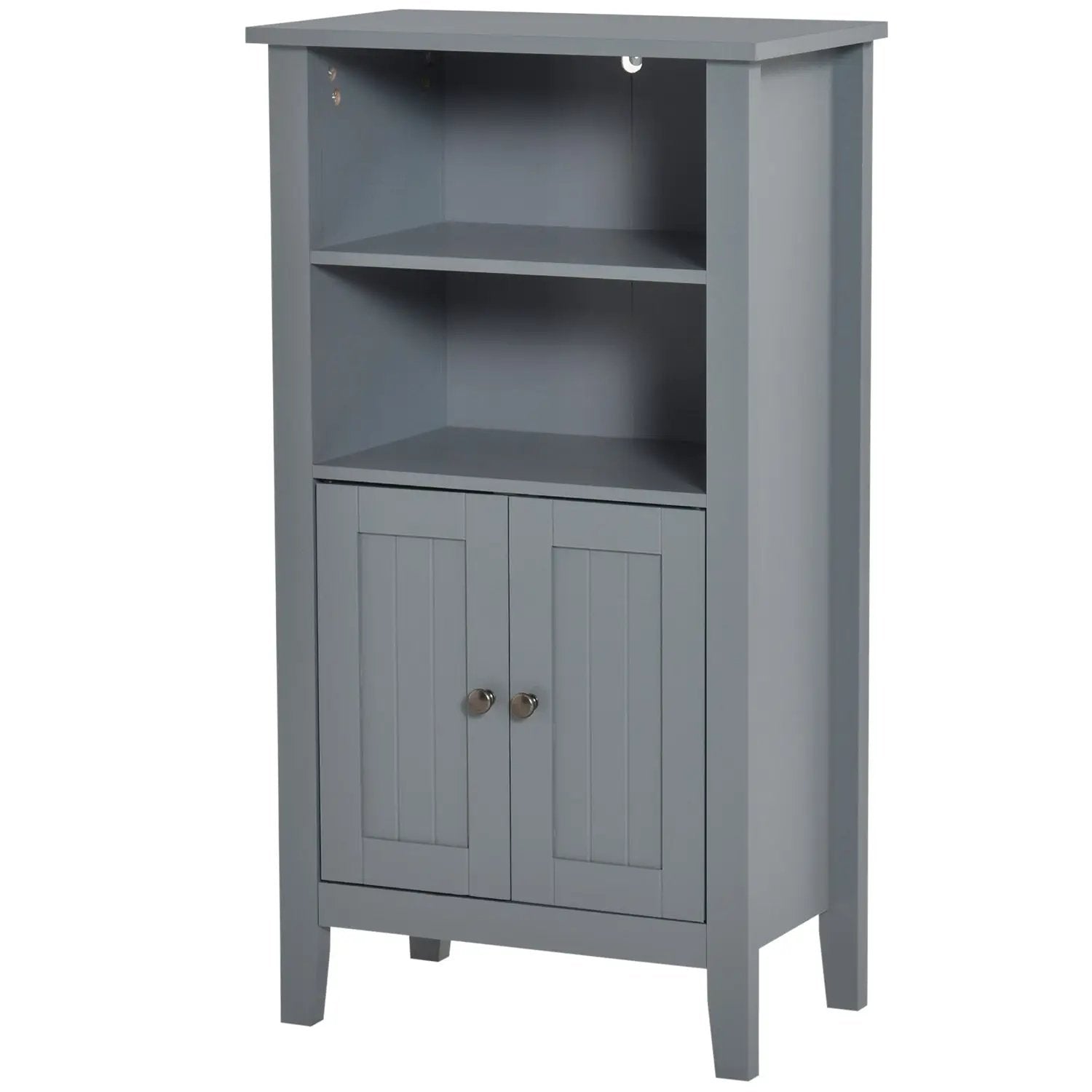 Gray 2 Tier Shelf Hidden Storage Bathroom Floor Cabinet by HomePacific