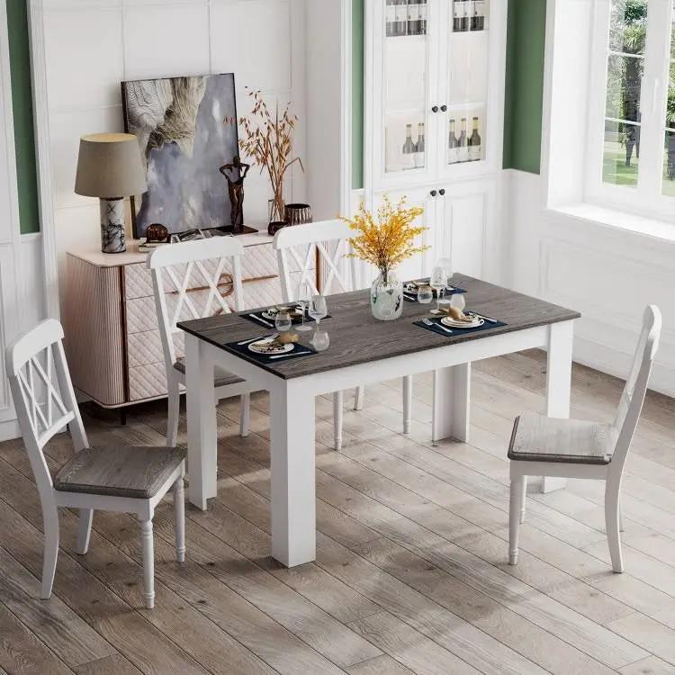 Dark Grey Wood Top 47-inch Kitchen Dining Table or Computer Desk with White Legs by HomePacific
