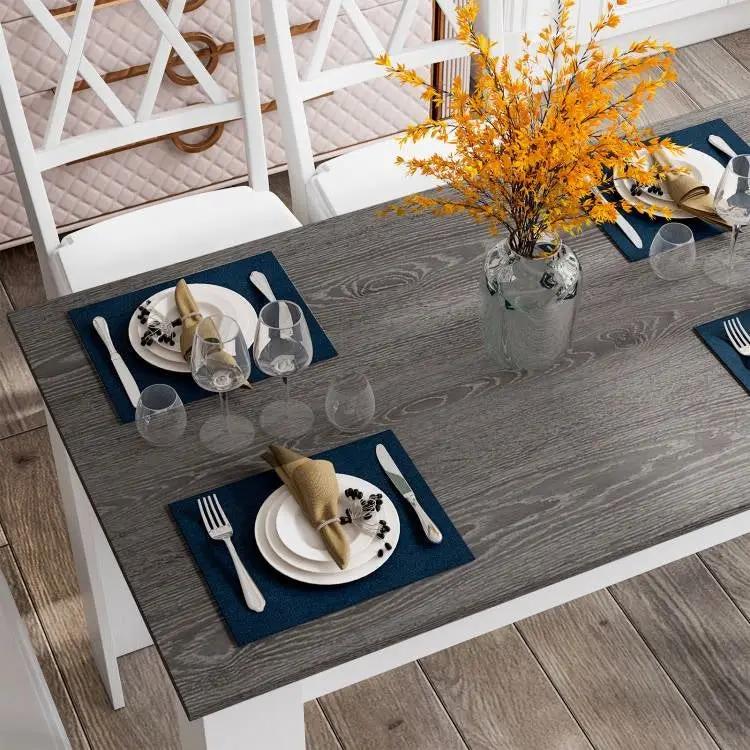 Dark Grey Wood Top 47-inch Kitchen Dining Table or Computer Desk with White Legs by HomePacific